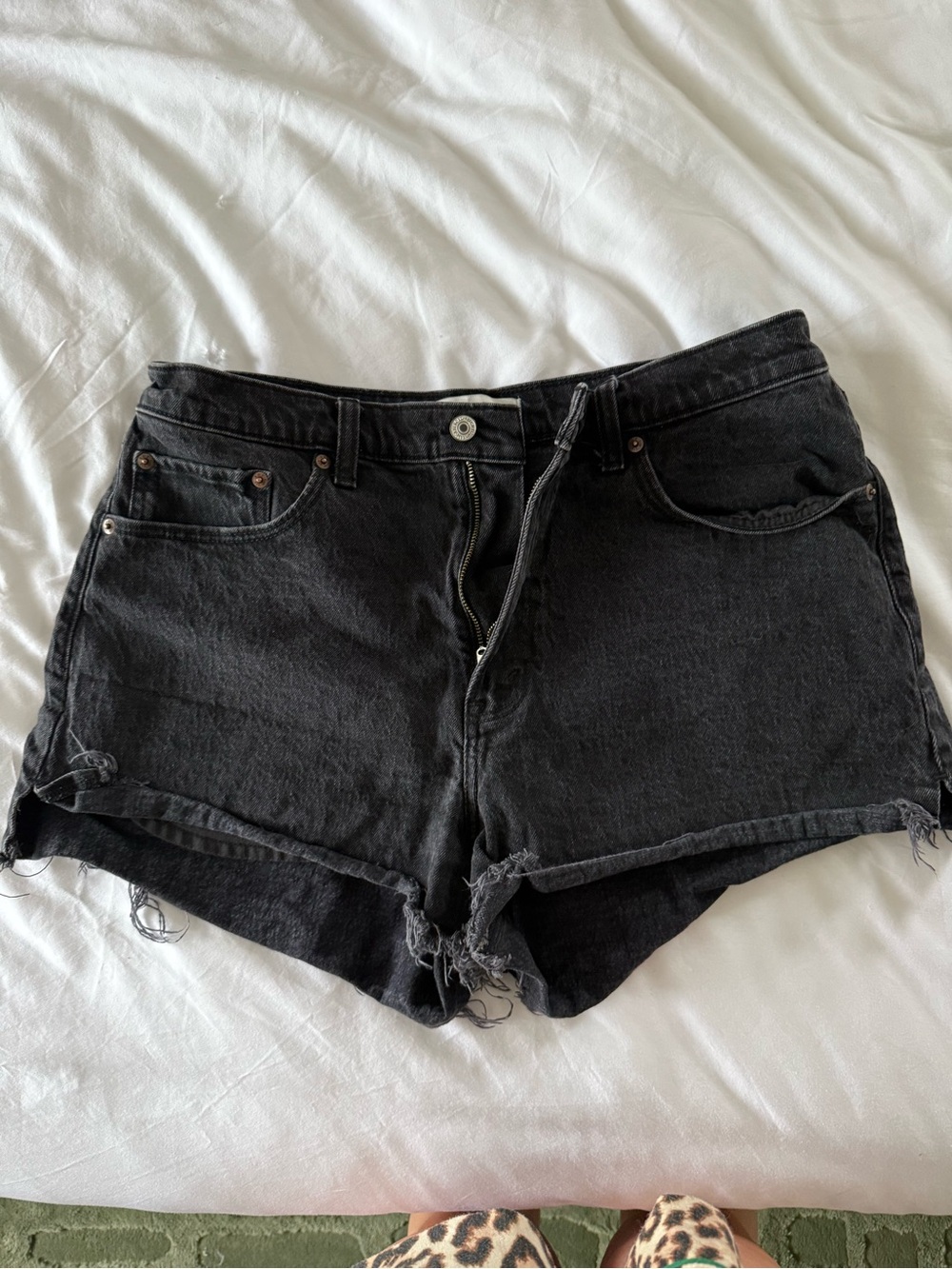 Abercrombie, Women’s High-Rise Black Denim Cutoff Shorts